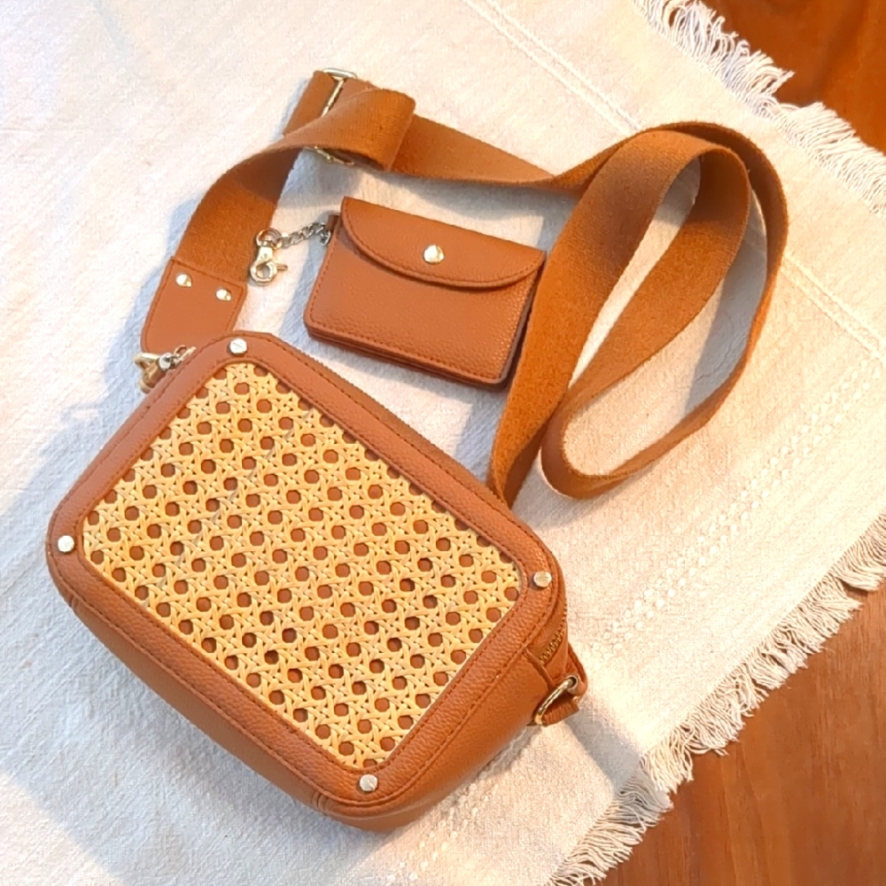 Rachel Zoe Brown Woven Crossbody Bag